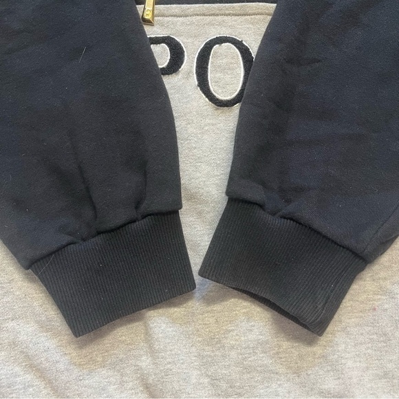 Escada Sport Vintage Bicolor Big Logo 1/4 Zip Hoodie Sweatshirt Activewear L - Picture 14 of 17